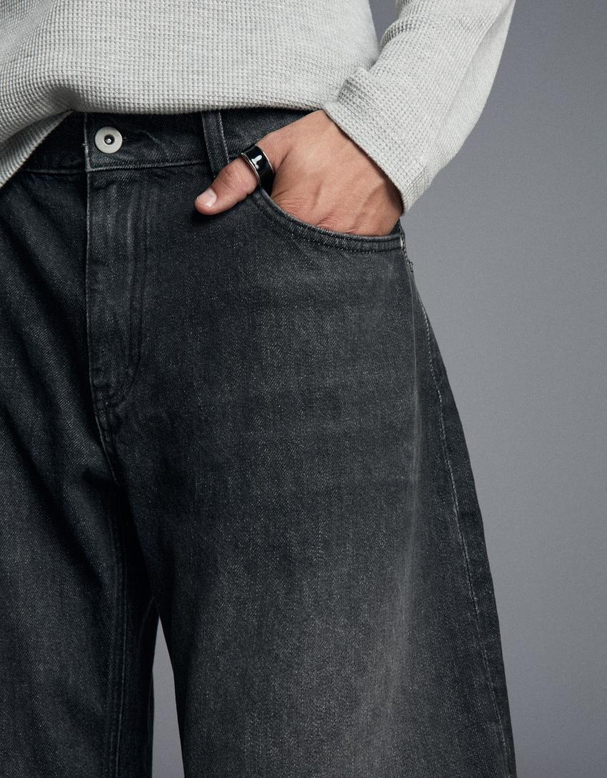 Jeans barrel twisted-Nero