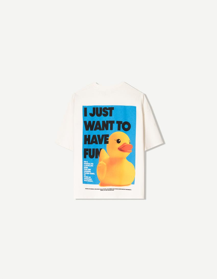 T-shirt manches courtes imprimé-Blanc cassé-4