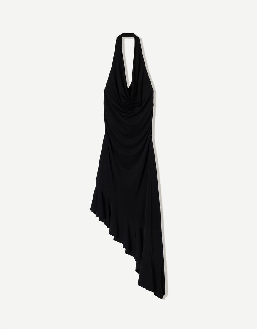 Robe midi bas asymétrique-Noir-4