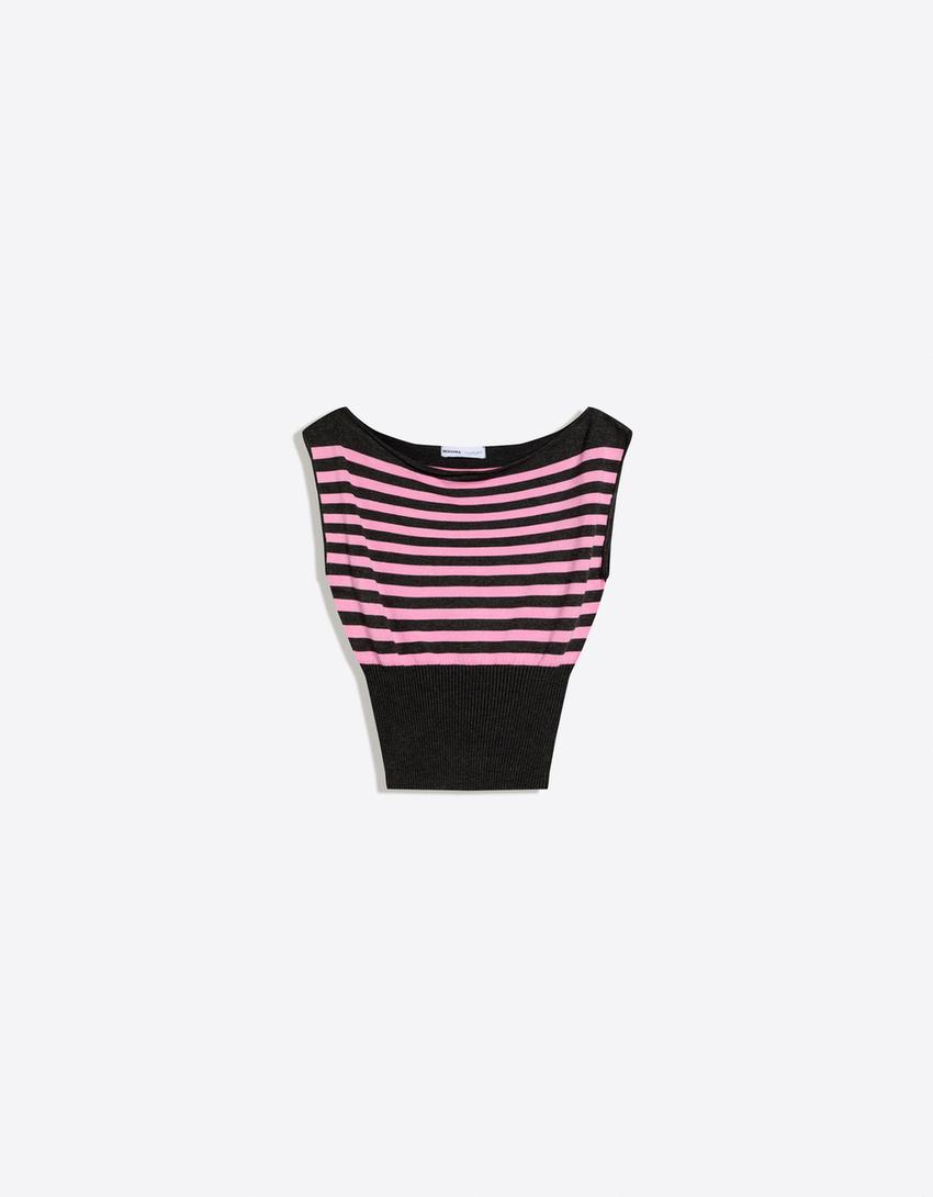 Boat neck top-Pink