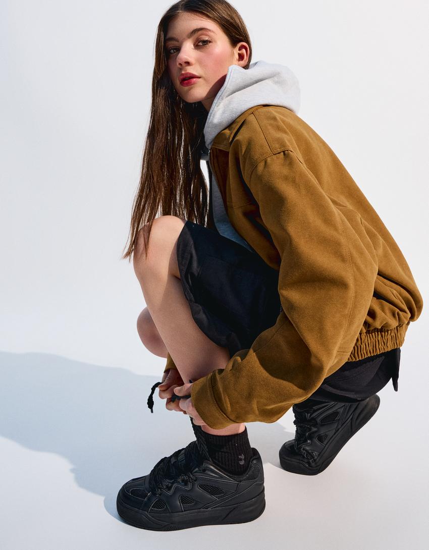 Çok parçalı skater spor ayakkabı-SİYAH-1