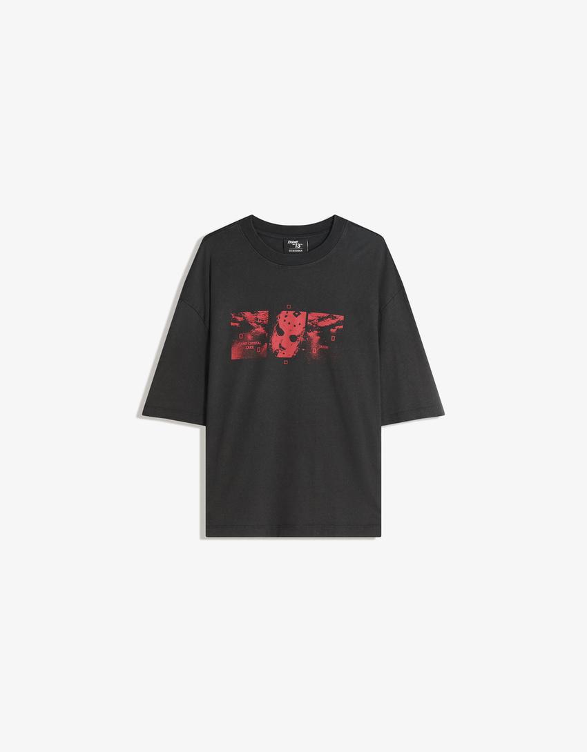 Kortärmad t-shirt Friday the 13th-tryck-Grå