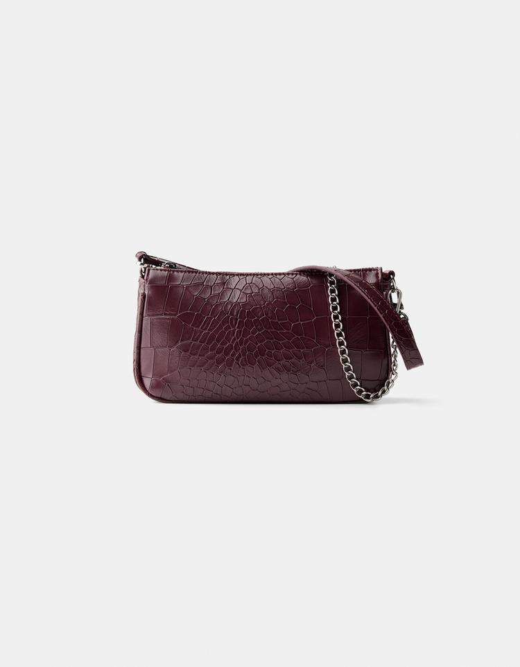 Burgundy leather effect mini bag