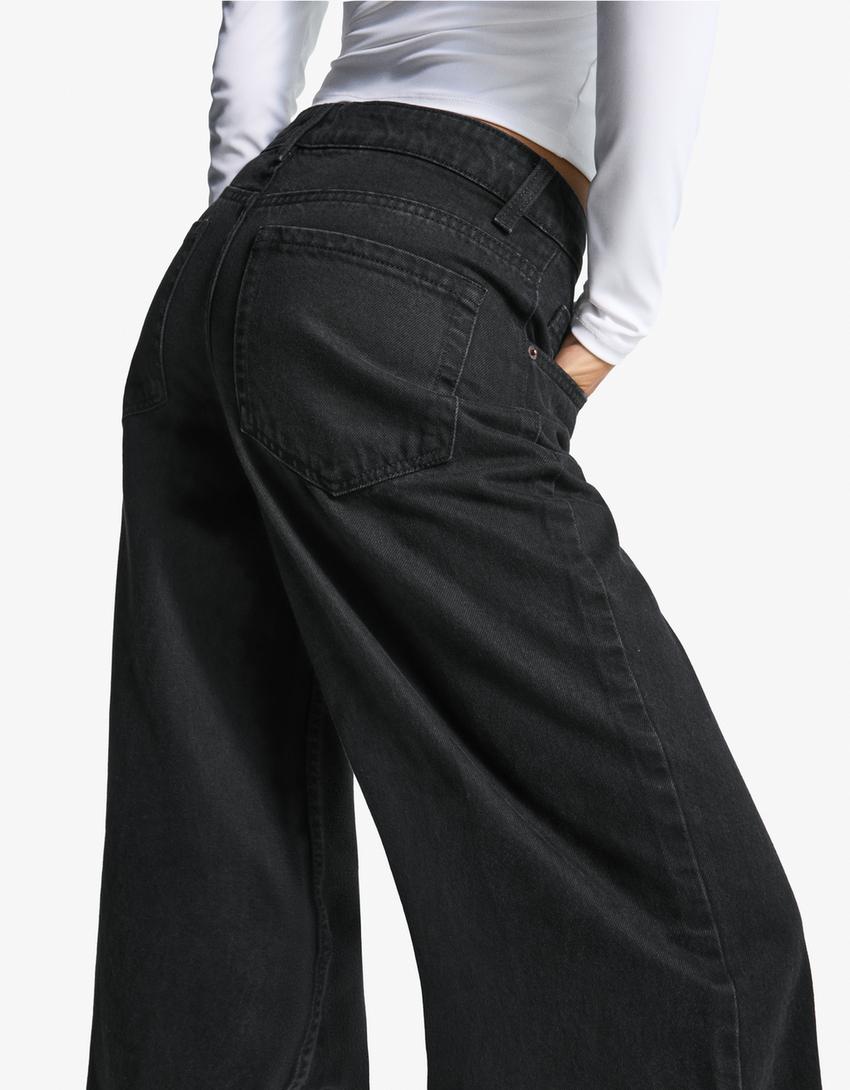Wide-leg jeans-Black