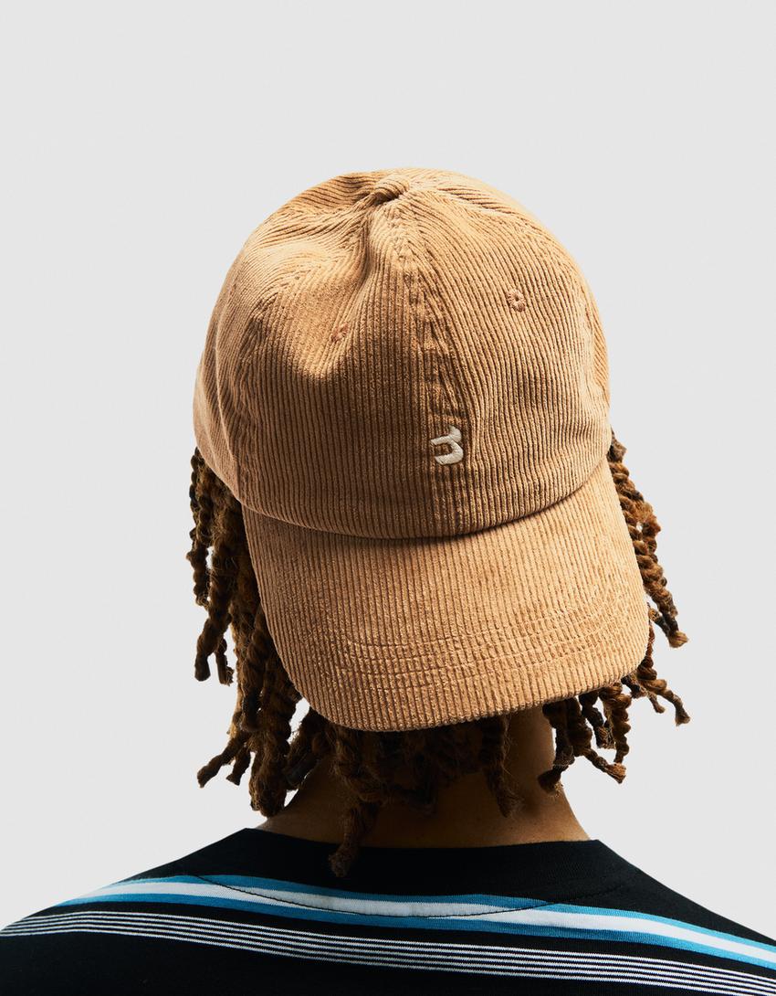 Casquette en velours côtelé brodé-Camel
