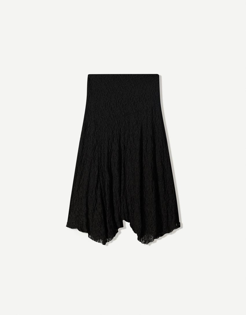 Blonde lace midi skirt-Black