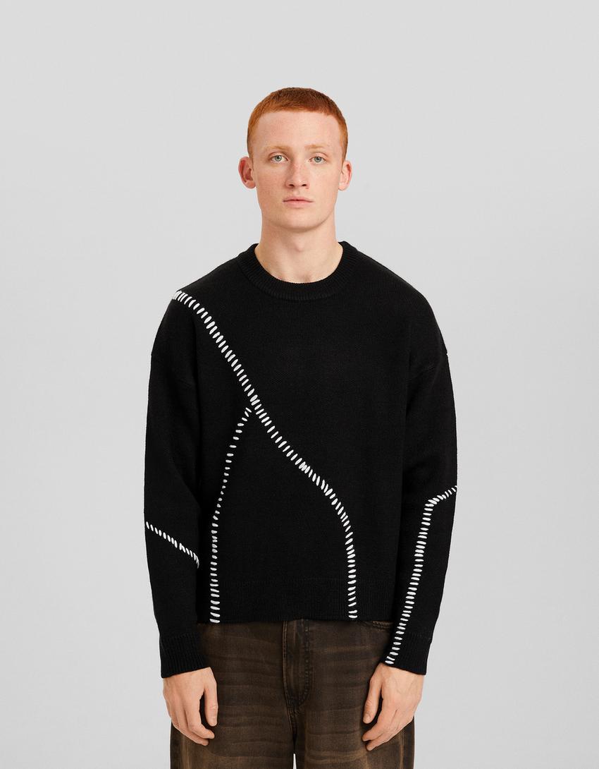 Sweater with contrast thread - Men | Bershka