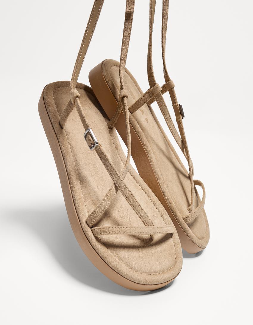 Sandales plates brides-Cuir-4
