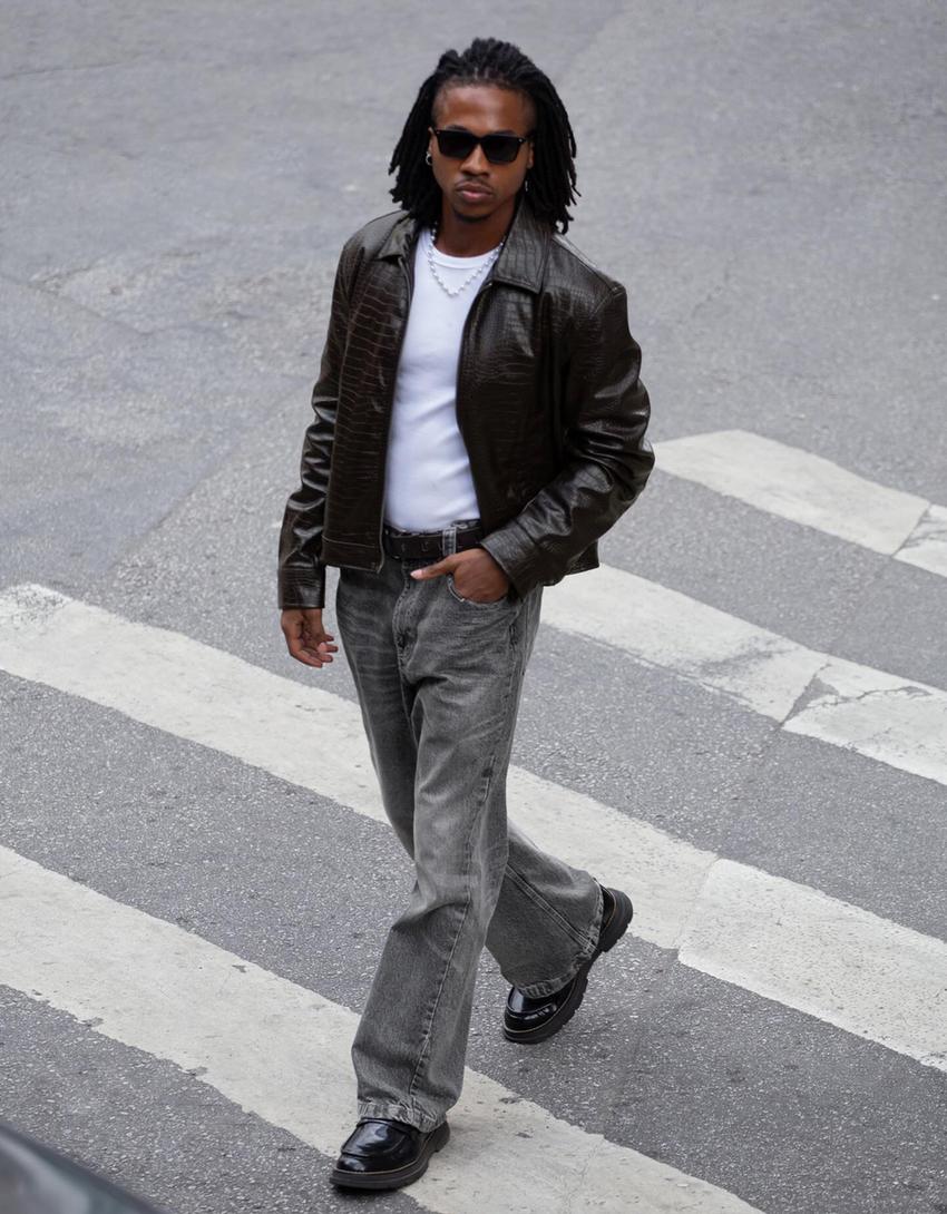 Baggy fit flare fit jean-Koyu gri