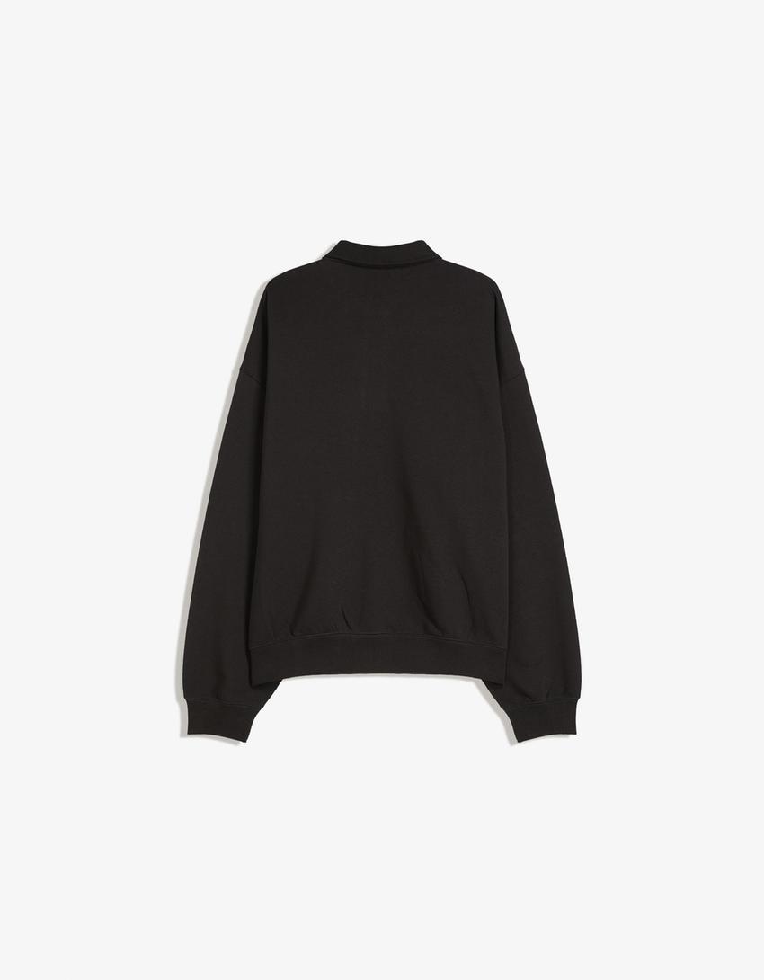 Sudadera cuello polo-Negro-5