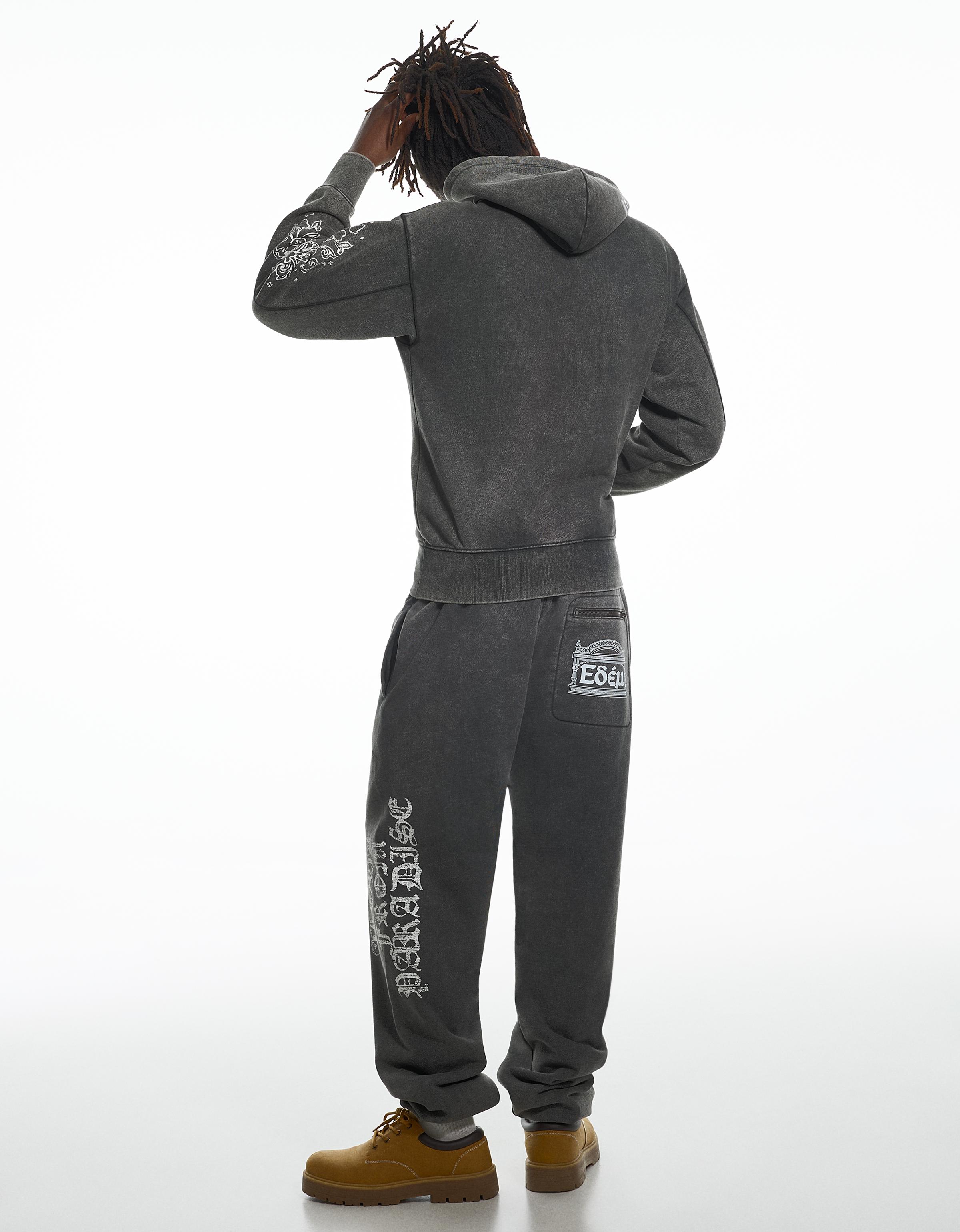 Bershka Yıkama efektli ARIES X BERSHKA jogger fit pantolon görsel 6
