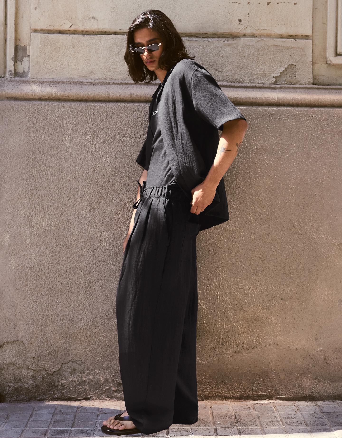 Bershka spodnie baggy rustykalne czarny