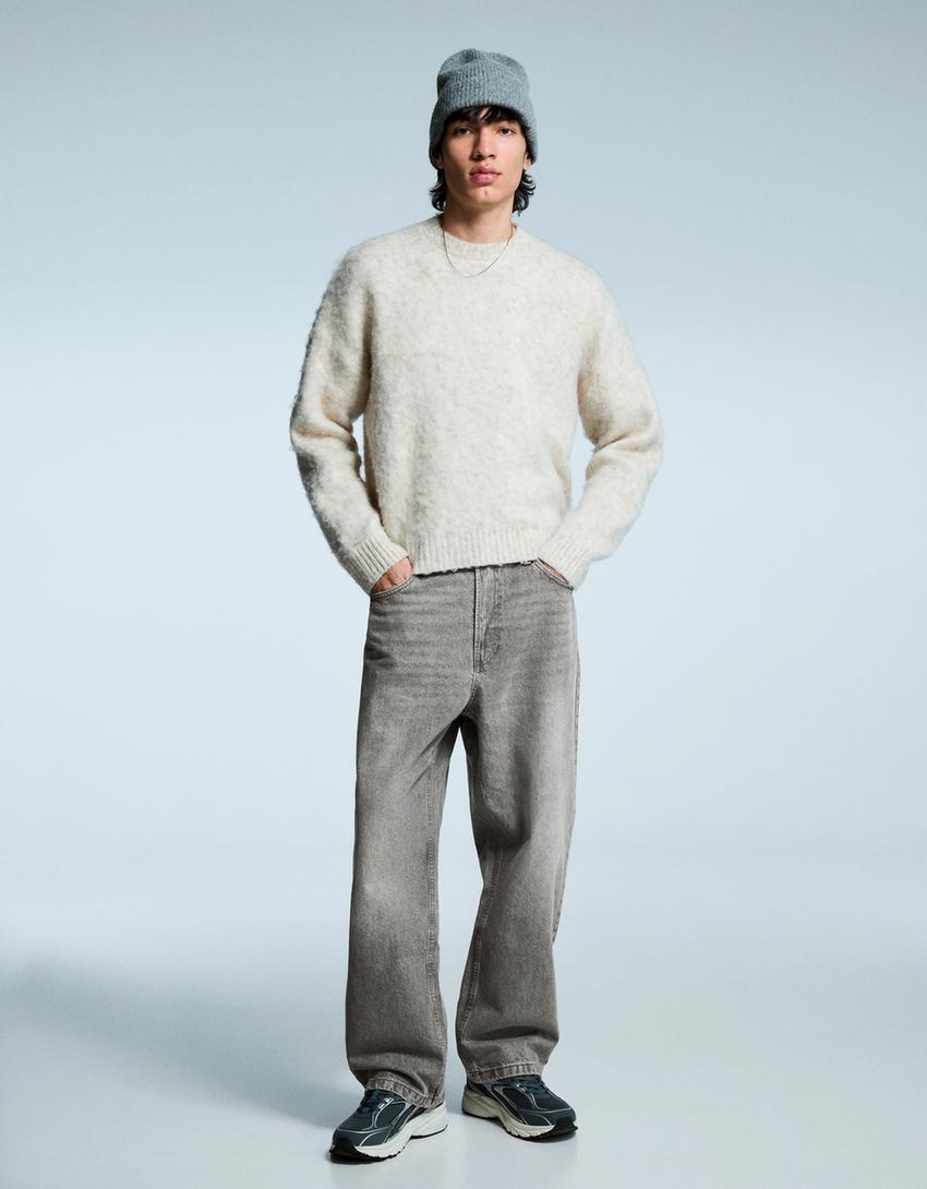 Jeans baggy-Cinza