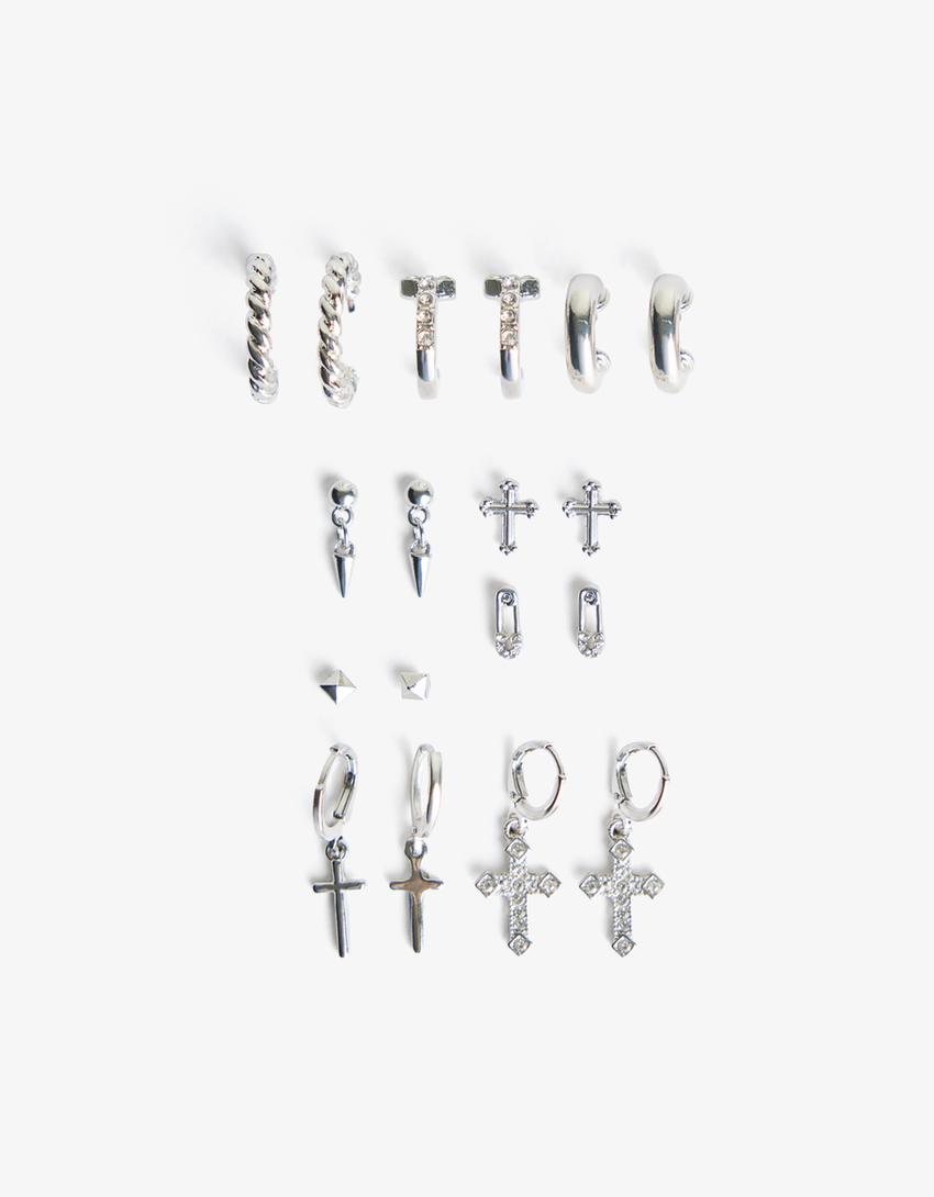 Pack 9 pendientes-Plata