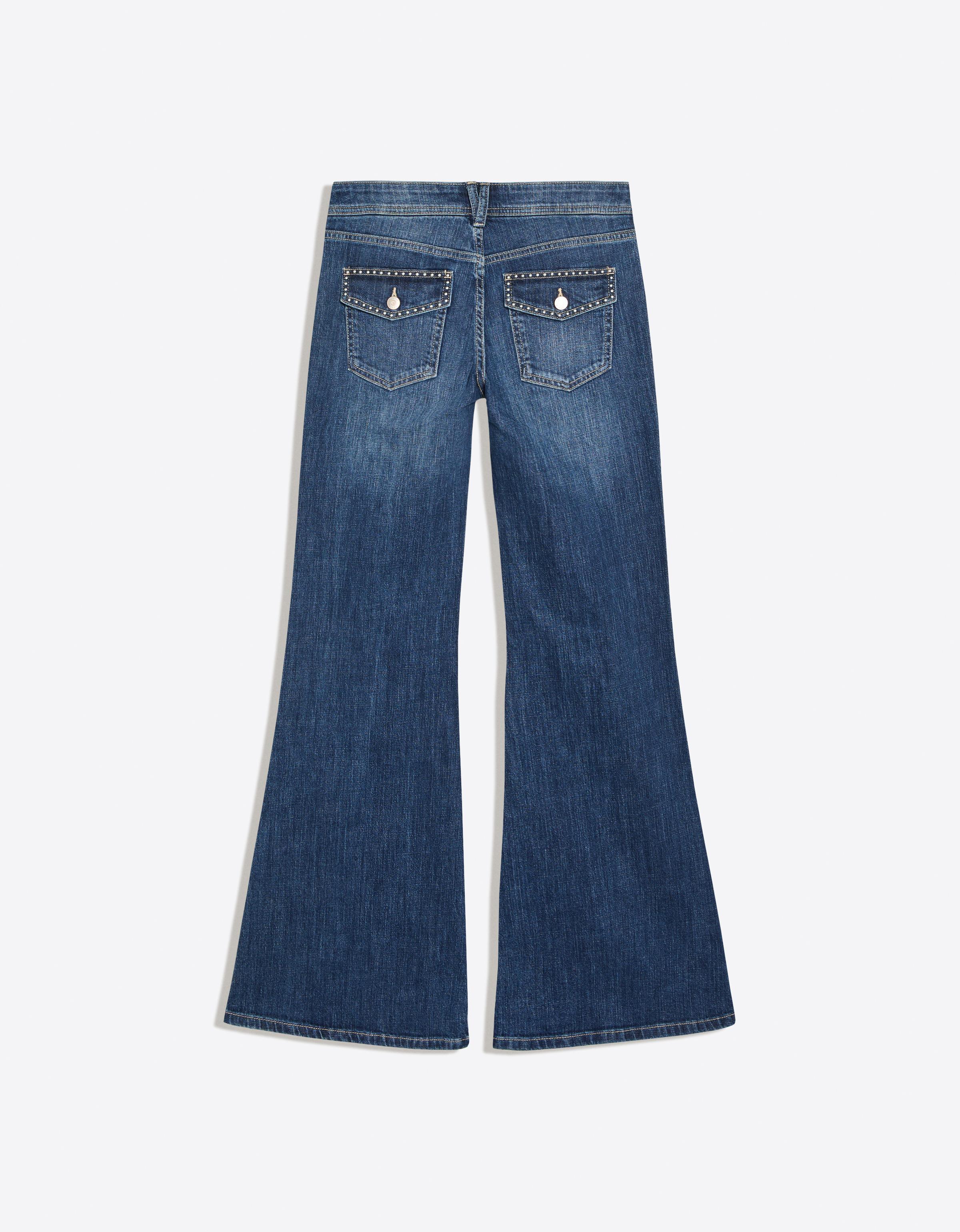 Embroidered low-rise flared jeans — Blue