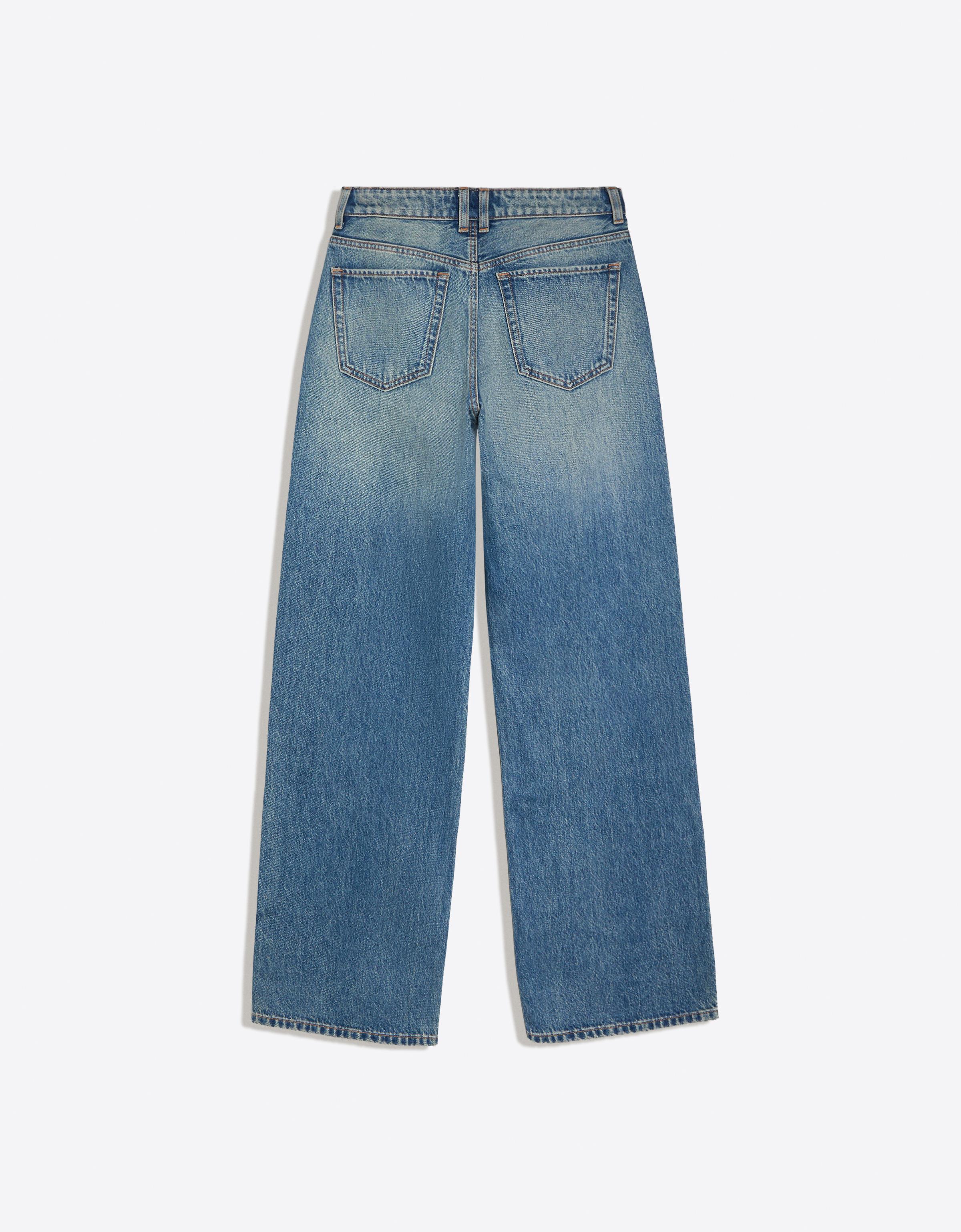 High-waist wide straight-leg jeans — Light blue