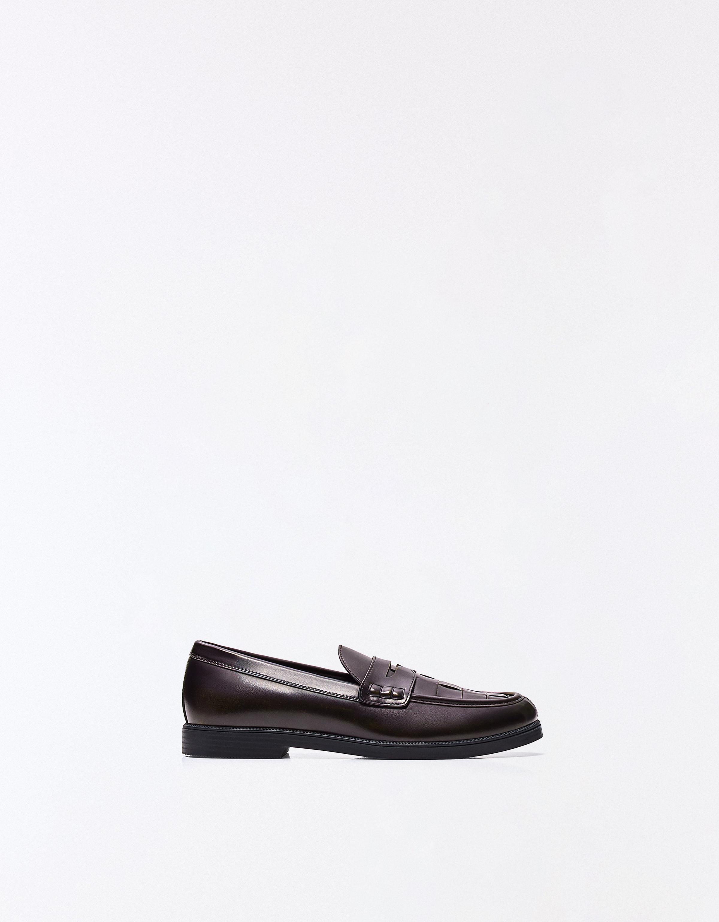 Bershka Mocassin Fin Tressé Homme 39 Marron