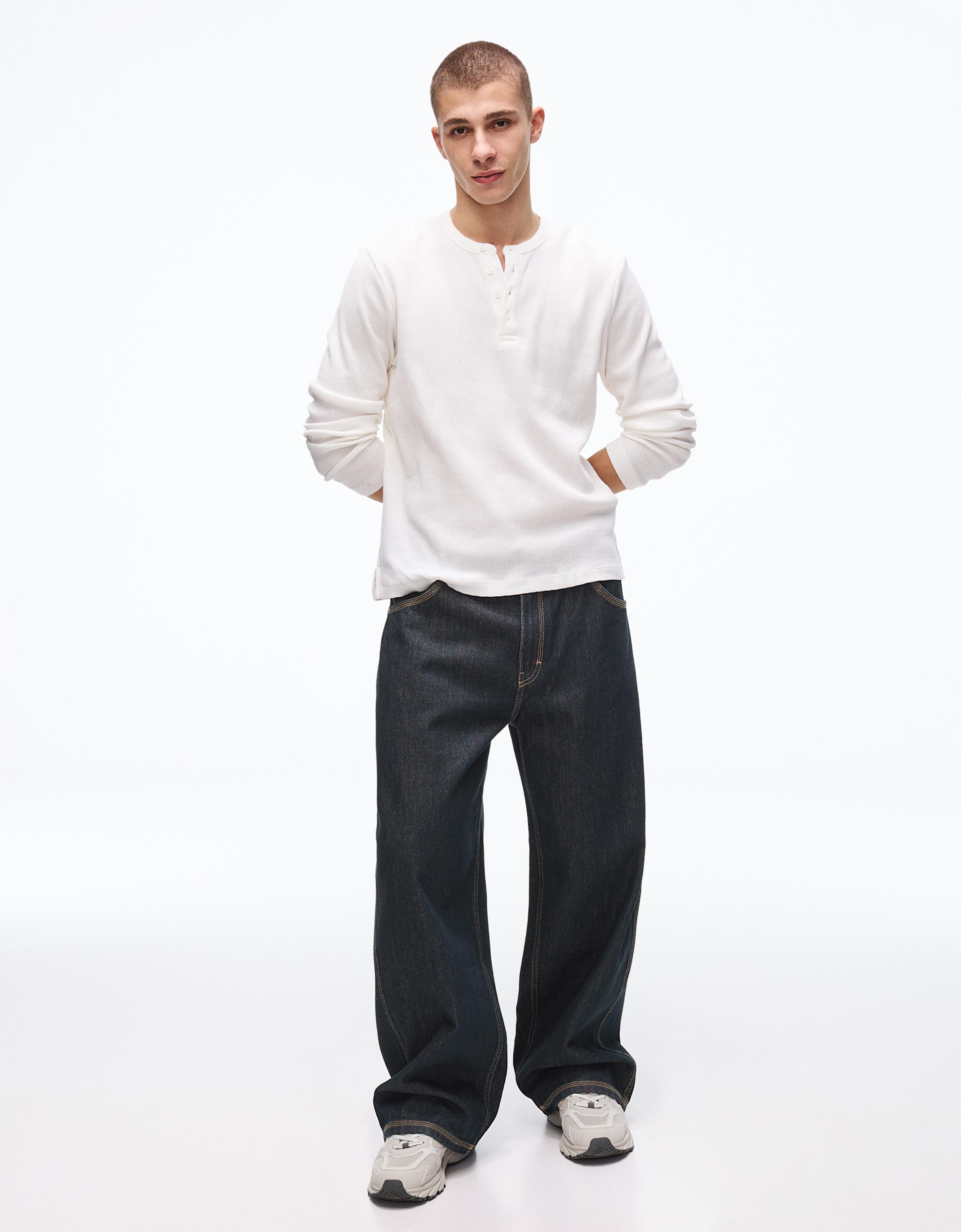 Bershka Skater-Jeans Herren 34 Marinenblau