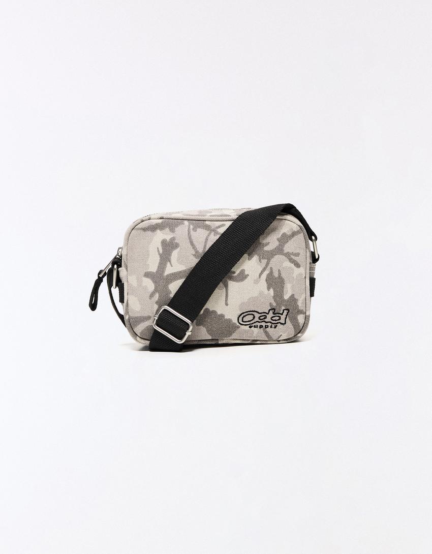 Printed crossbody bag-Mixed gray