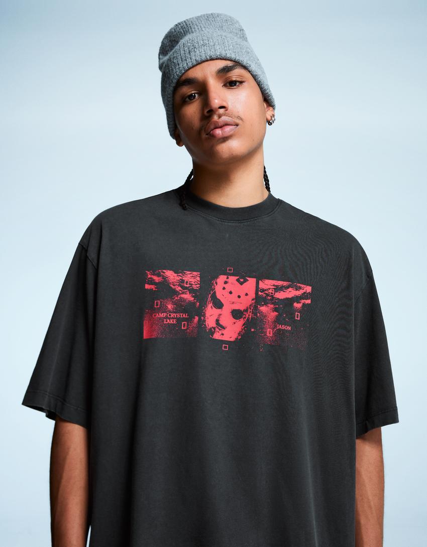 Kortärmad t-shirt Friday the 13th-tryck-Grå