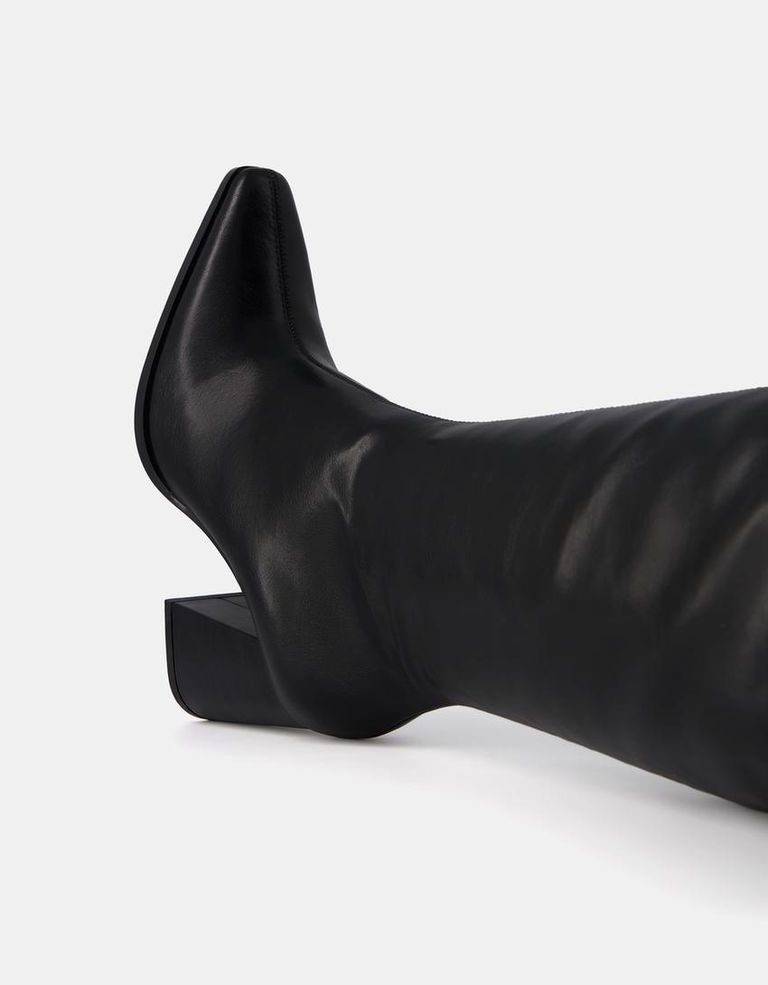 Block heel boots-BLACK