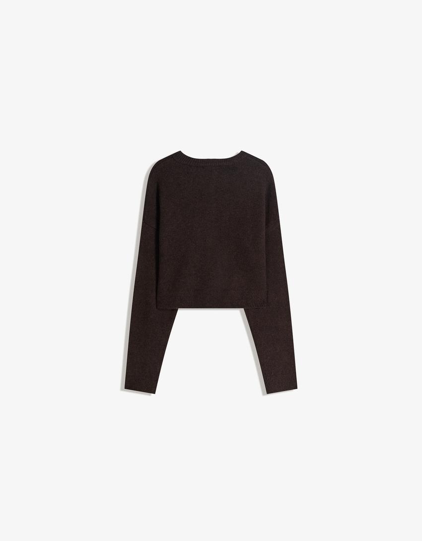 Càrdigan botons tacte suau-Marró