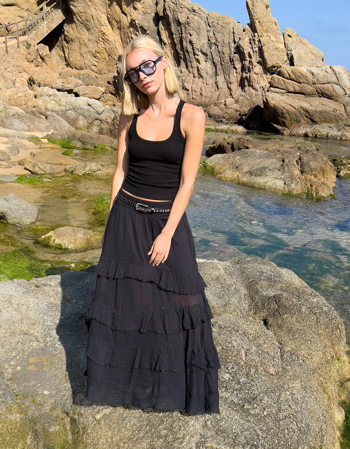 Ruffled maxi skirt