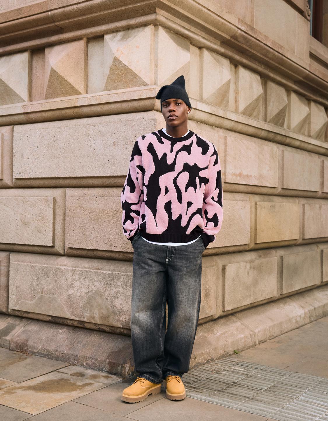 Suéter chenille estampado