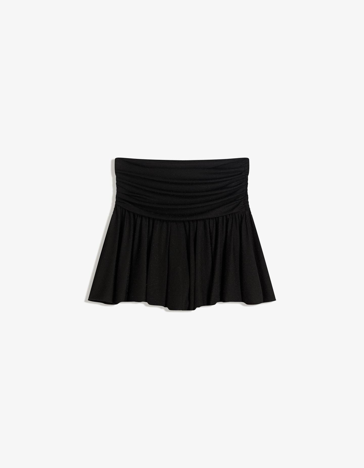 Bershka spódnica mini strukturalna z nicią metalizowaną czarny