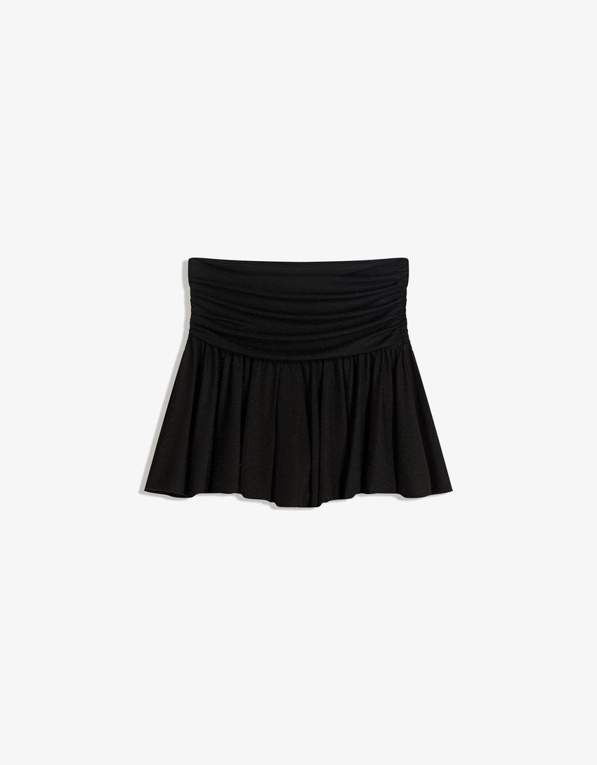 Minijupe structurée fil métallisé-Noir