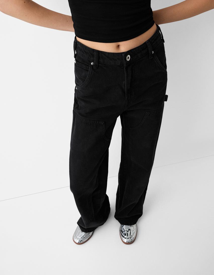 Twill carpenter pants-Grey-5