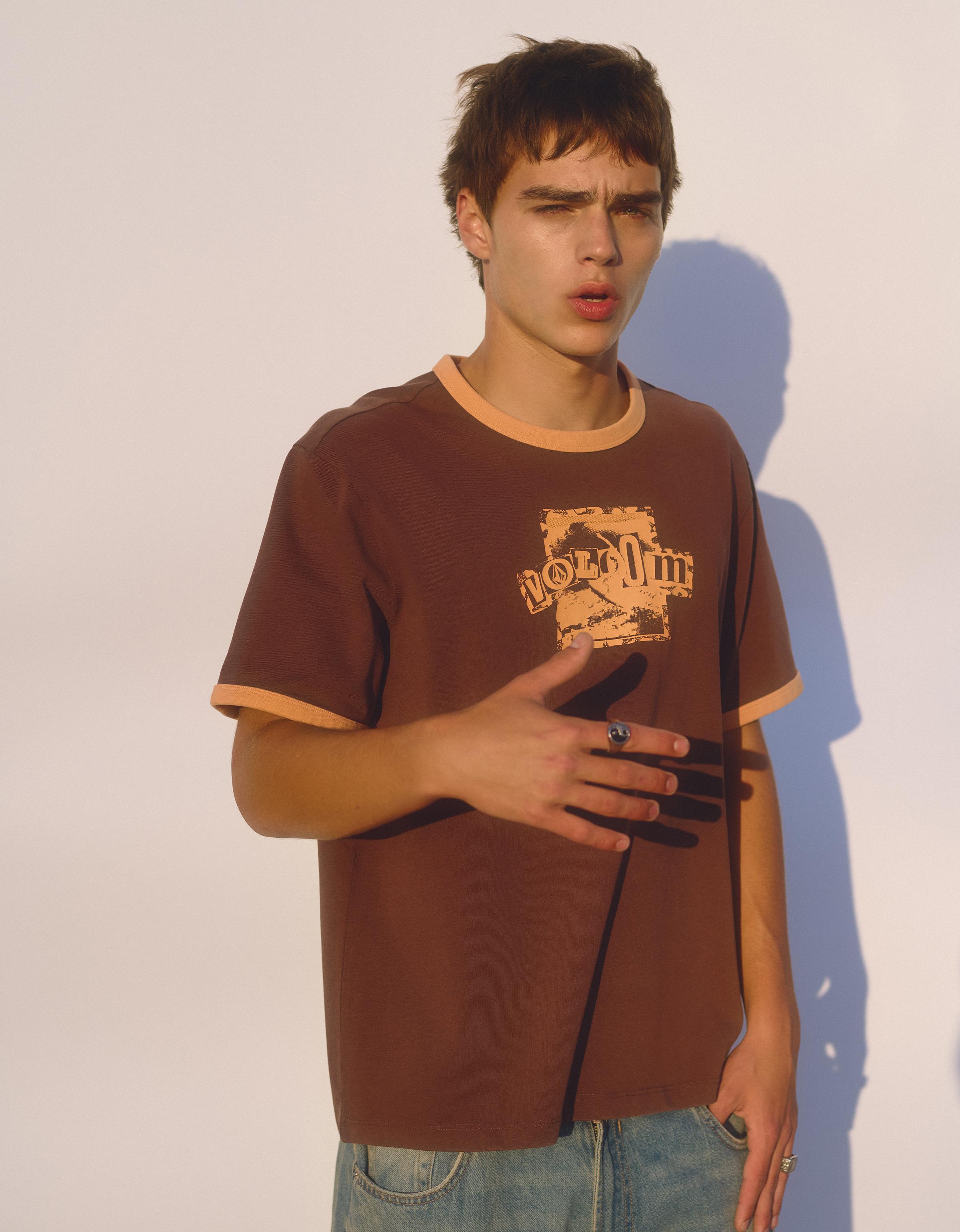 VOLCOM print ringer T-shirt — Brown