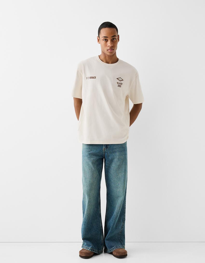 T-shirt manga curta boxy estampado-Gelo-3