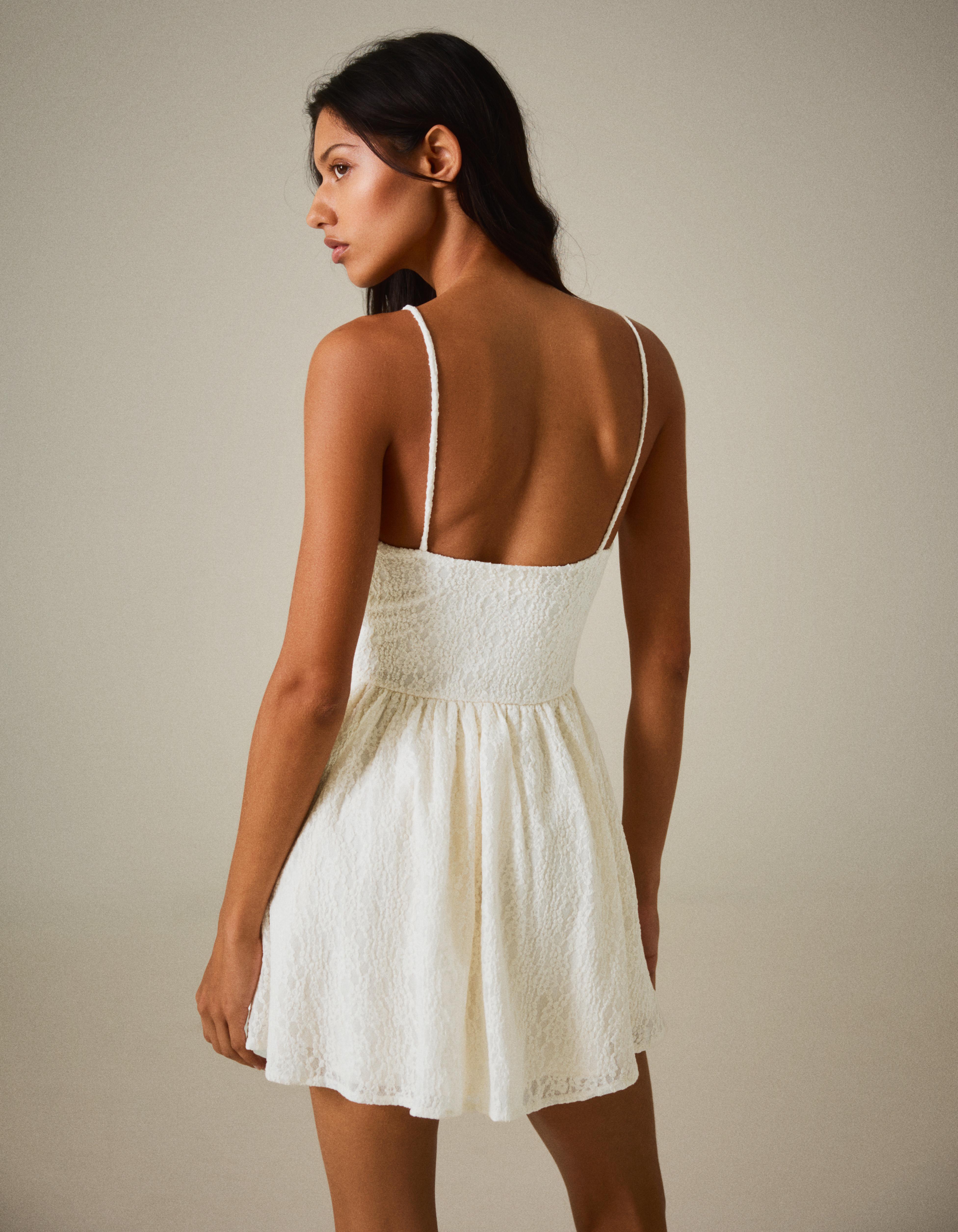 Rustic corset mini dress — Off white
