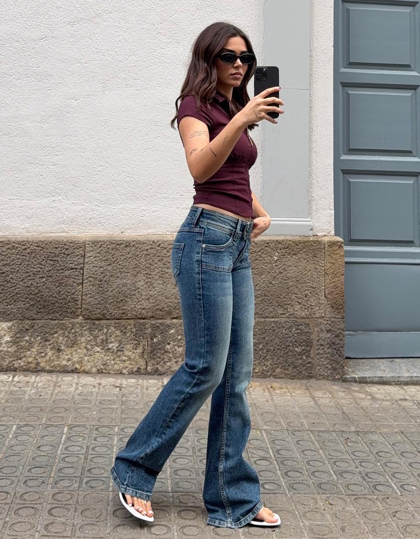 Low-rise boot-cut jeans-Light blue