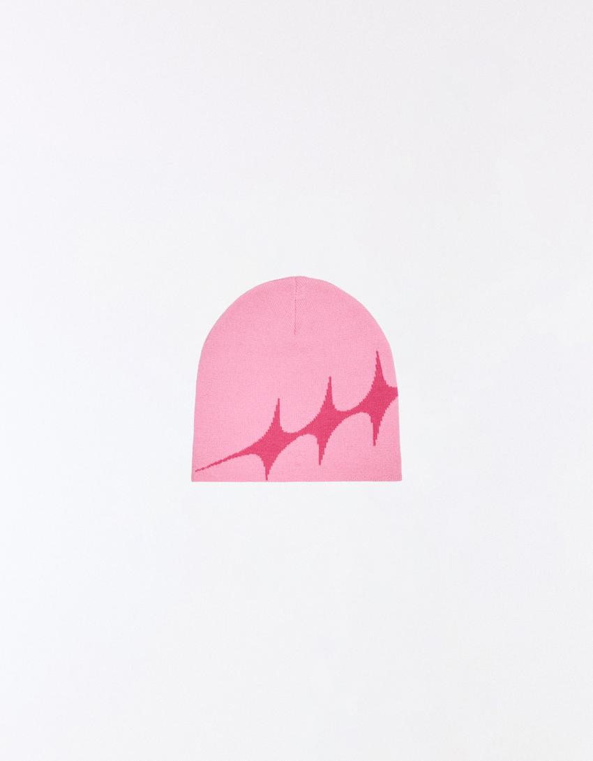 Gorro beanie punto estrellas-Rosa