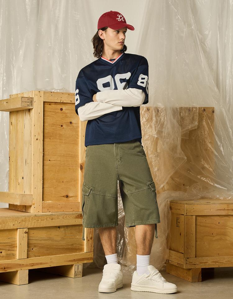 Kargo paraşüt denim bermuda