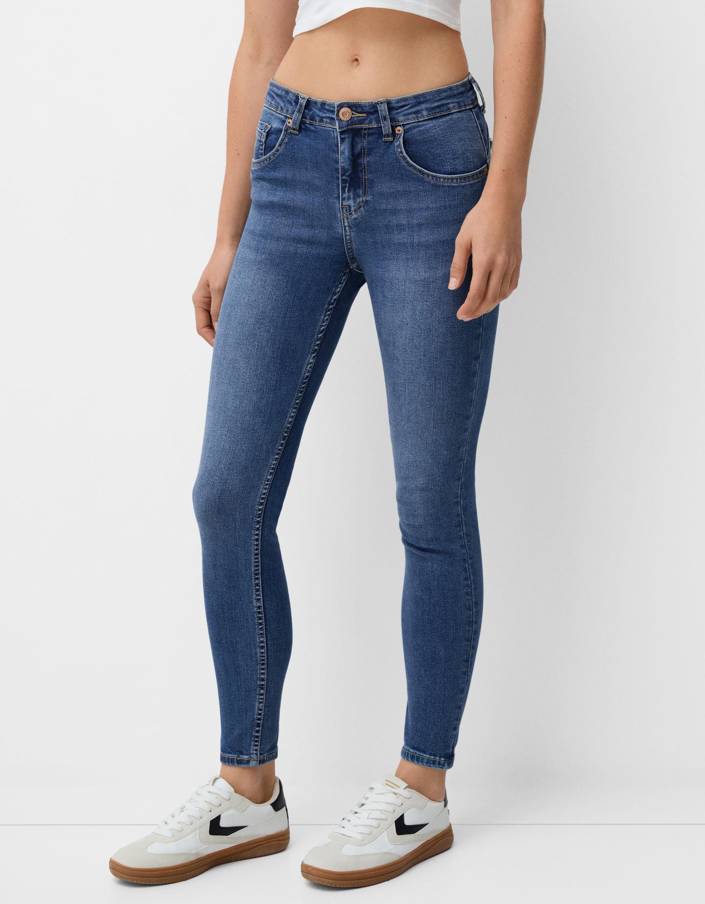 Bershka Jeans Skinny Push Up Donna 46 (Eu 42) Azzurro