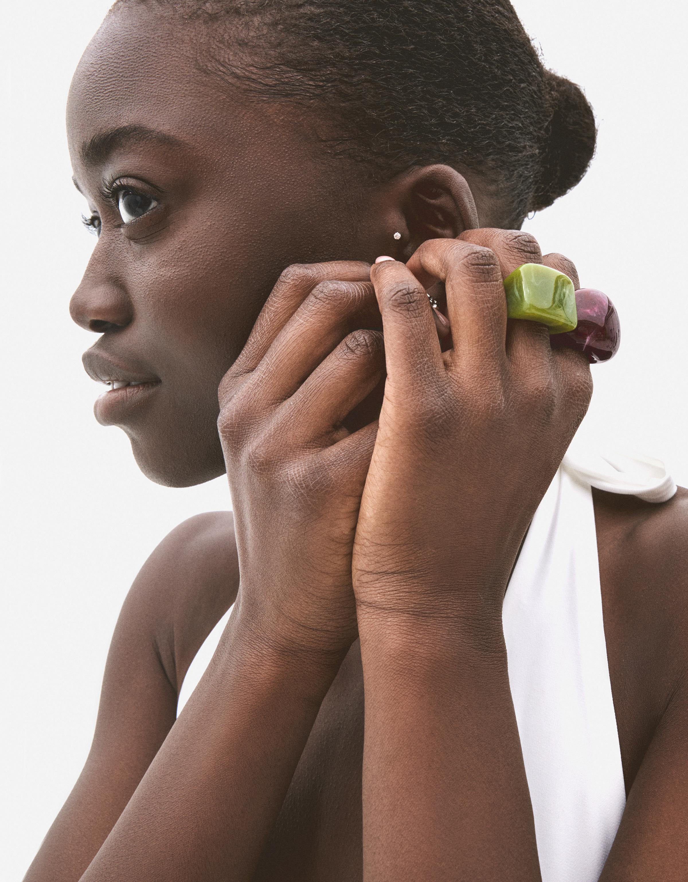 Bershka 2er-Pack Ringe Damen M Bordeaux