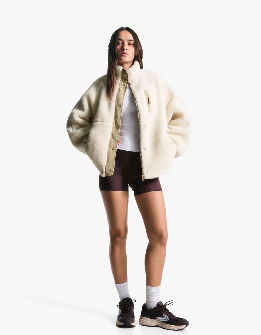 Faux shearling jacket-Cream