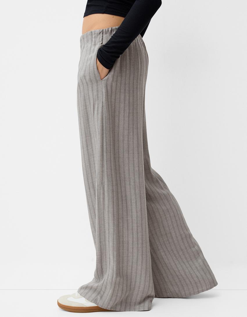 Wide-leg trousers-Grey-3