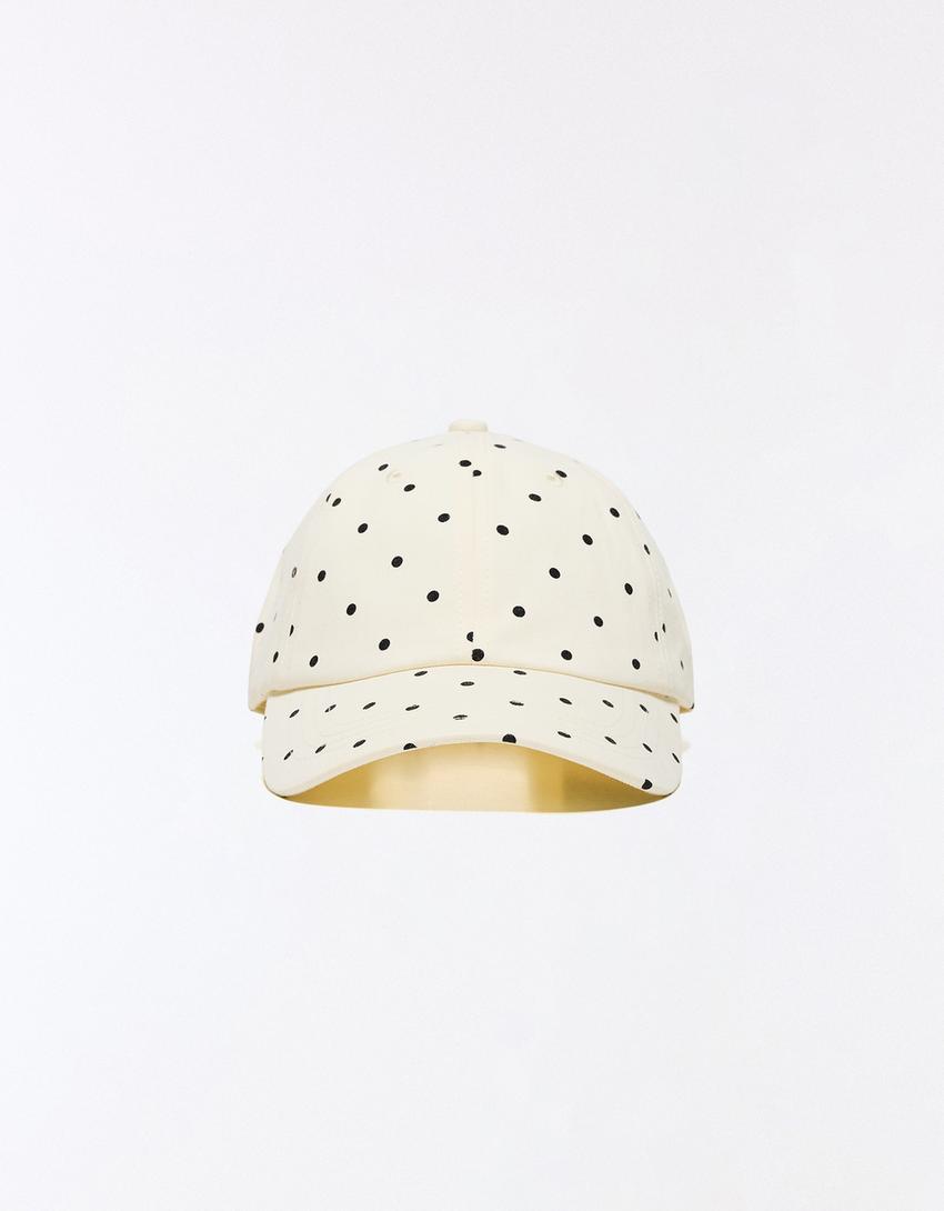 Polka dot cap-Cream