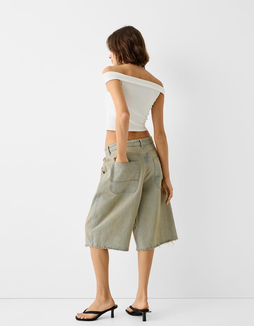 Denim skater Bermuda shorts-Light blue-1
