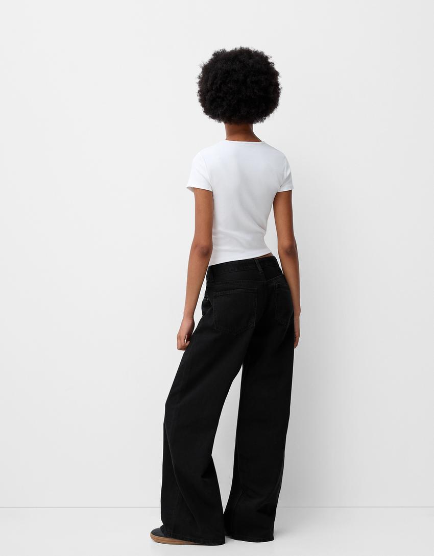 Wide-leg jeans-Black