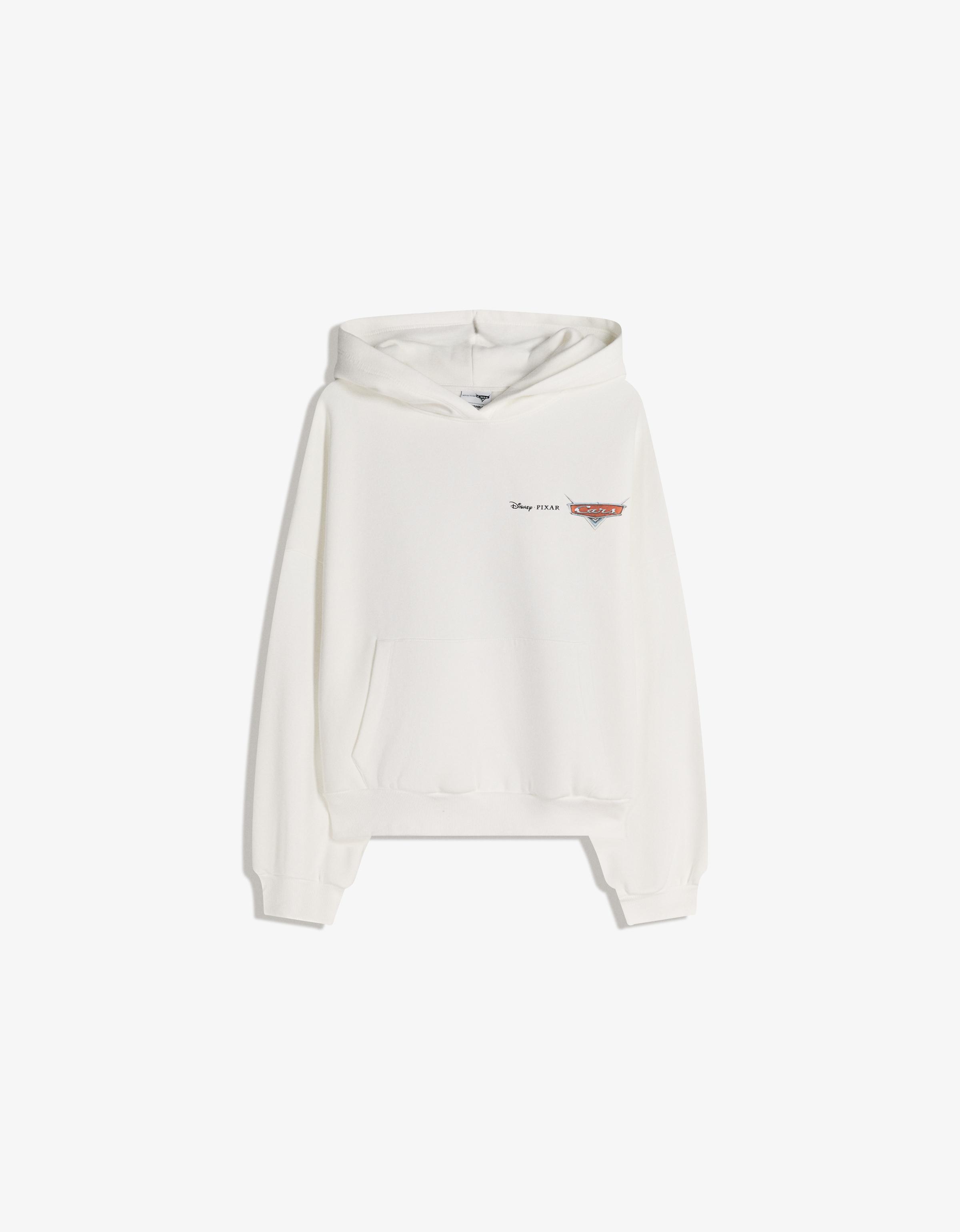 Bershka Sweatshirt Cars Mit Kapuze Und Print Damen M Grbrochenes Weiss