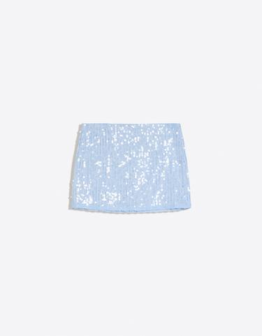 Sequin lace mini skirt — Light blue 5