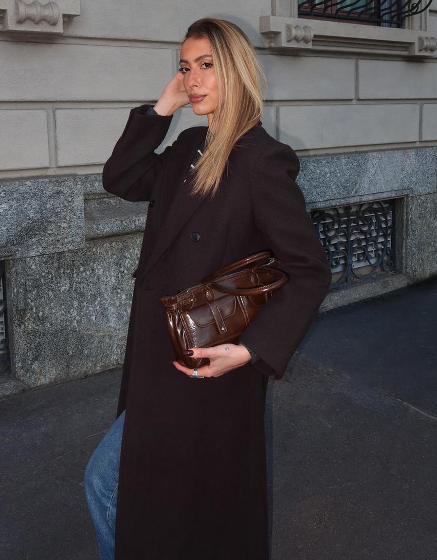 Oversize cloth coat-Burgundy