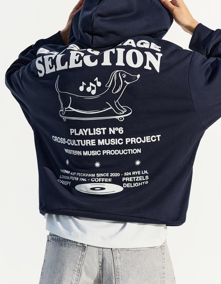 Baskılı kapüşonlu sweatshirt