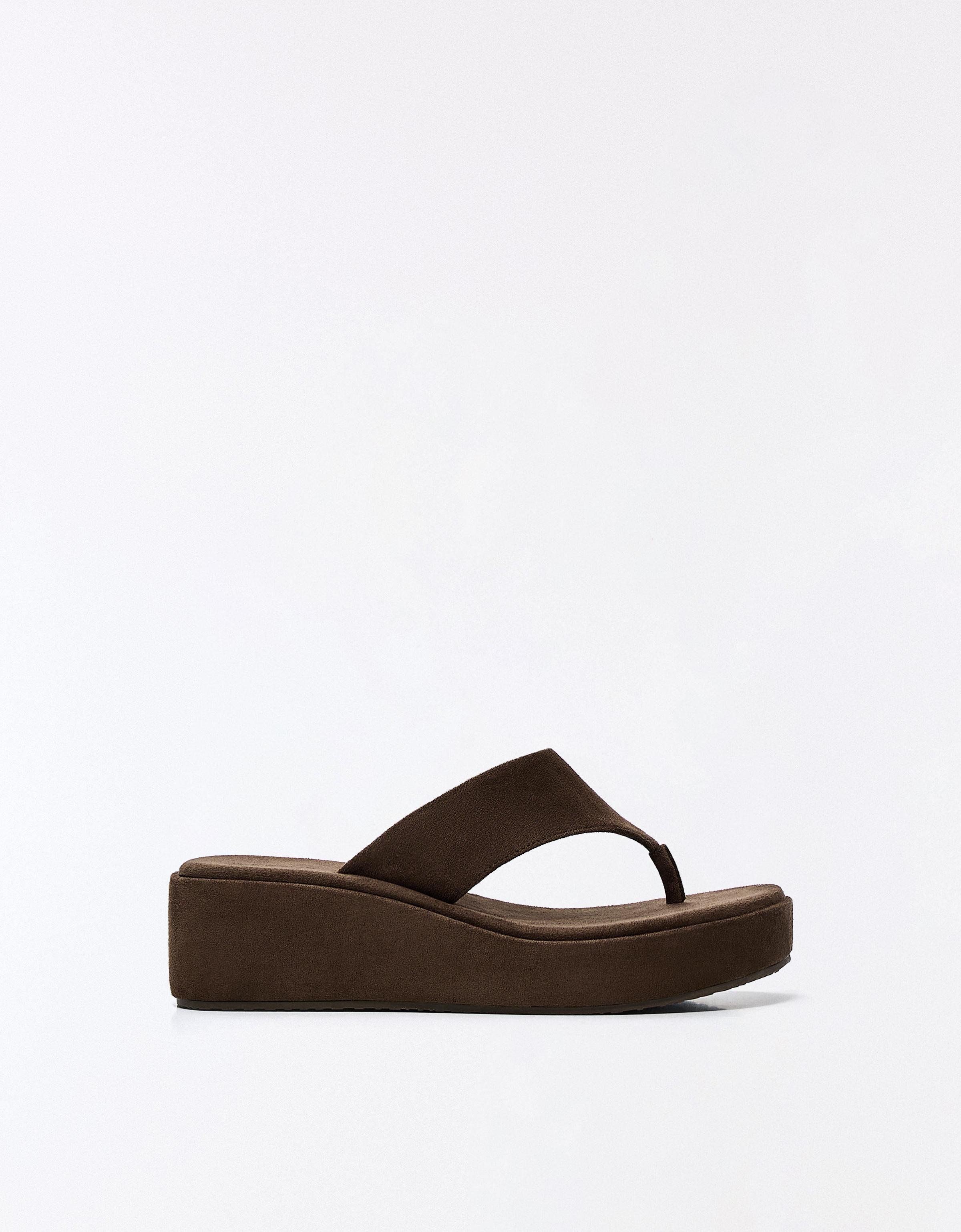 Thong flatform sandals — Brown