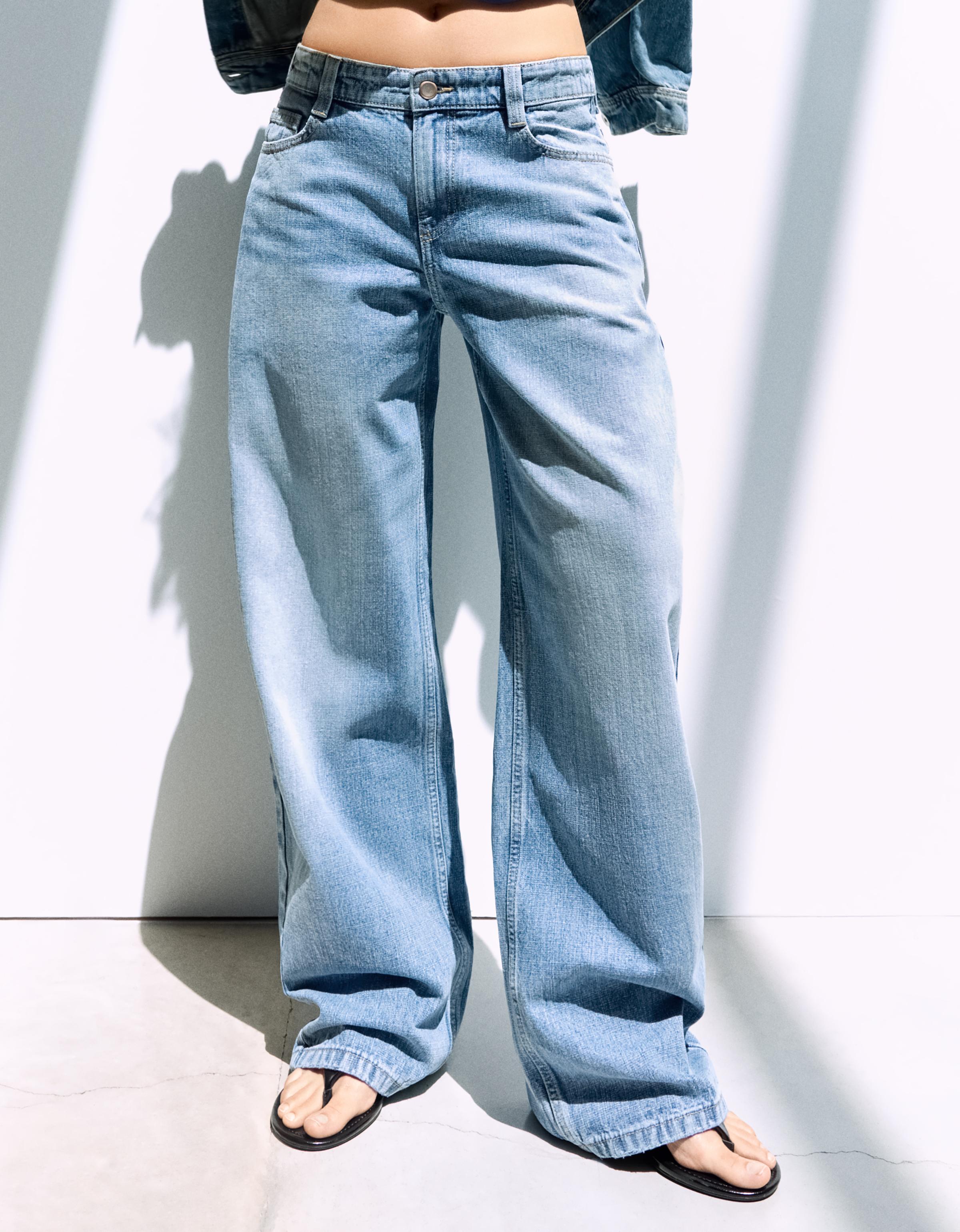 Low-rise baggy barrel jeans — Light blue